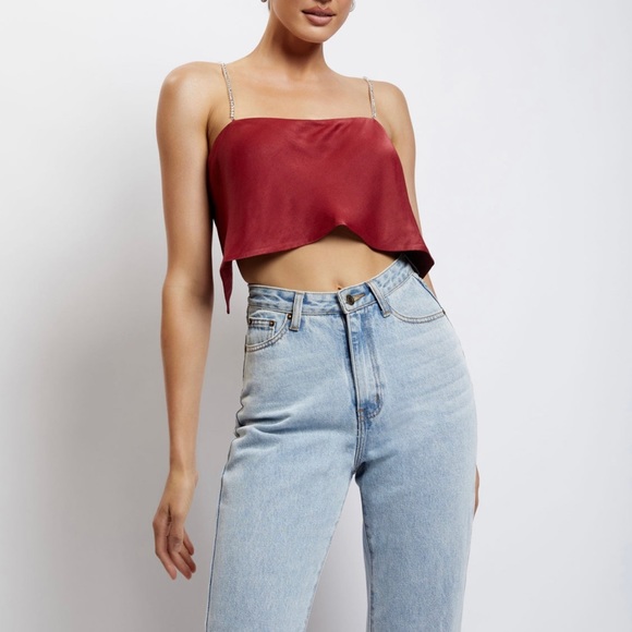 MESHKI Dayana Diamanté maxi skirt and straight cut crop top set
WINE - Picture 6 of 7